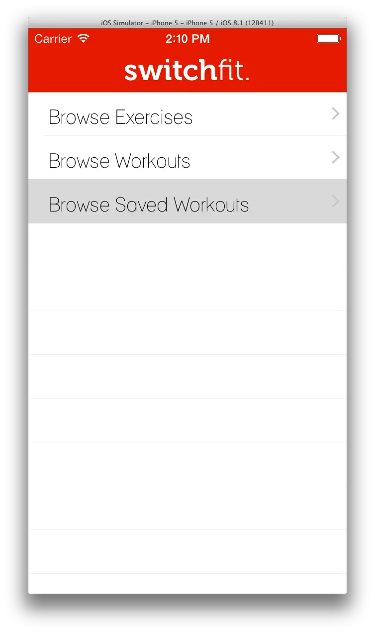 SwitchFit screenshot 6 of 6: saved workouts