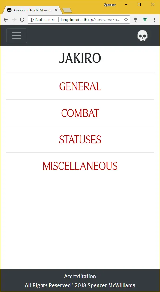 Kingdom Death: RIP screenshot 6 of 8: survivor